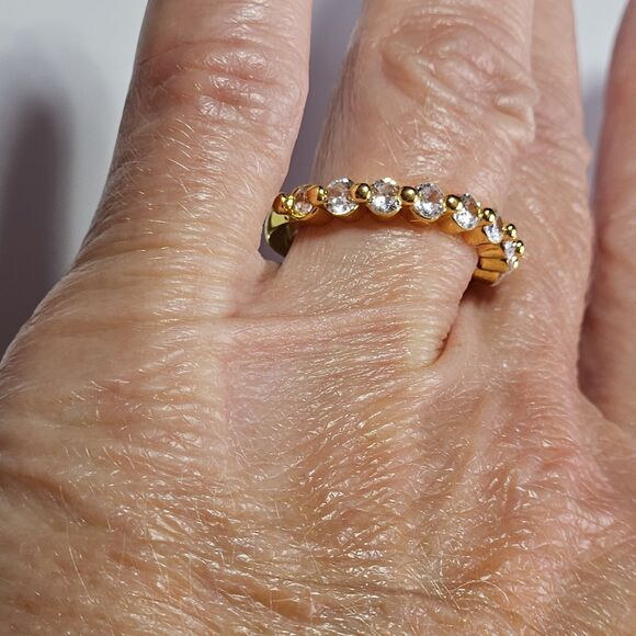 *Sale* Gold Tone Clear Rhinestone Stackable Ring Size 5.5 - Picture 5 of 13